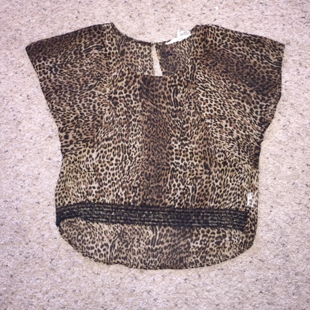 Cheetah & Black Lace Sheer Top